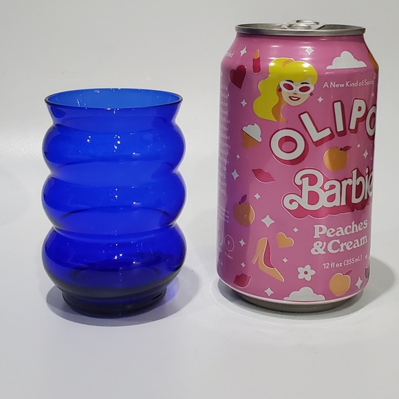 1930s "Harpo Cobalt" Ripple Beehive 6oz Tumbler / 3 3/4" Vase by Louie - Picture 6 of 10